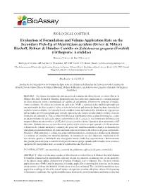 Evaluation of Formulation and Volume Application Rate on the Secondary