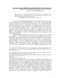 Michele Di Lando in Machiavelli's Florentine Histories