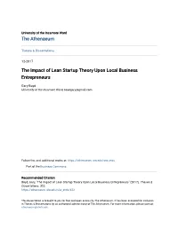 The Impact of Lean Startup Theory Upon Local Business Entrepreneurs