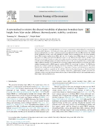 A New Method to Retrieve the Diurnal Variability of Planetary Boundary Layer Height from Lidar Under Different Thermodynamic