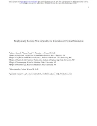 Biophysically Realistic Neuron Models for Simulation of Cortical Stimulation