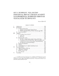 Get a Warrant: Balancing Individual Privacy Rights Against Governmental Interests Through Textalyzer Technology