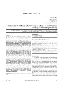 Indicators of Athletes' Effectiveness As a Basis of Team Tactical Training In