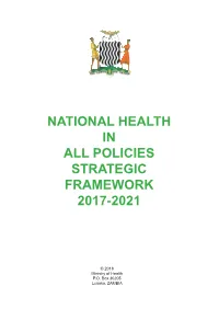 National Health in All Policies Strategic Framework 2017-2021