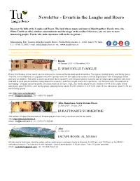 Newsletter - Events in the Langhe and Roero