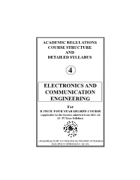 ELECTRONICS and COMMUNICATION ENGINEERING for B.TECH