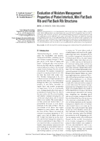 Evaluation of Moisture Management Properties of Plated Interlock, Mini Flat Back Rib and Flat Back Rib Structures