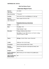 GAA Oral History Project Interview Report Form