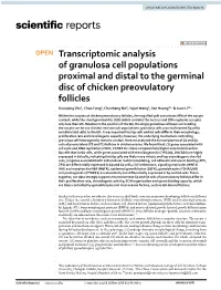 Transcriptomic Analysis of Granulosa Cell Populations Proximal and Distal
