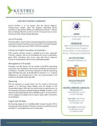 VERIFIER's REPORT SUMMARY Transport (Version 2)
