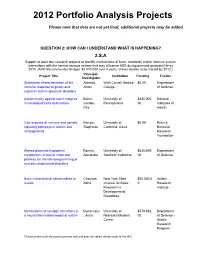 2012 Portfolio Analysis Projects: Question 2: How Can I Understand