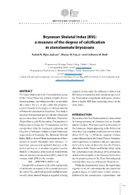 Bryozoan Skeletal Index (BSI): a Measure of the Degree of Calcification in Stenolaemate Bryozoans