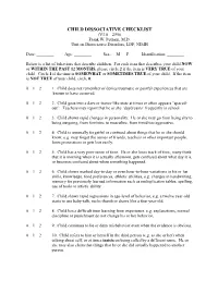 CHILD DISSOCIATIVE CHECKLIST (V3.0 – 2/90) Frank W