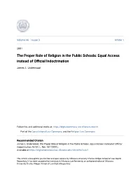 The Proper Role of Religion in the Public Schools: Equal Access Instead of Official Indoctrination