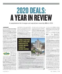 2020 DEALS: a YEAR in REVIEW a Comprehensive List of Mergers and Acquisitions Covered by Mibiz in 2020