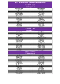 2021 Summerset National Mixed Pairs Section One Section Two Section