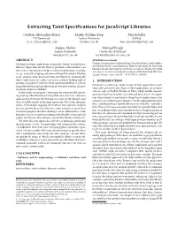 Extracting Taint Specifications for Javascript Libraries