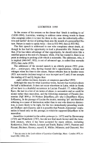 LUCRETIUS 3.955 Tieth Century, When It Has Been Accepted By