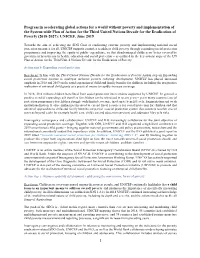 Progress in Accelerating Global Actions for a World Without Poverty