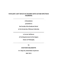 Pupillary Light Reflex in Children with Autism Spectrum Disorders