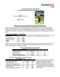 2019 the Memorial Tournament Shotlink & Broadcast Window Notes
