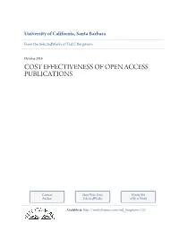 Cost Effectiveness of Open Access Publications