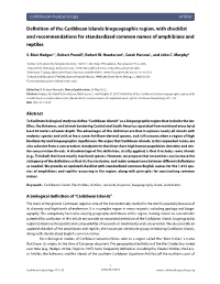 Definition of the Caribbean Islands Biogeographic Region, with Checklist and Recommendations for Standardized Common Names of Amphibians and Reptiles