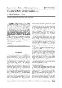 Inositol Safety: Clinical Evidences