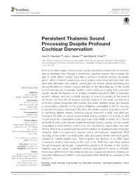 Persistent Thalamic Sound Processing Despite Profound Cochlear Denervation