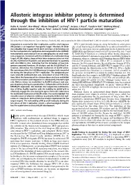 Allosteric Integrase Inhibitor Potency Is Determined Through the Inhibition of HIV-1 Particle Maturation