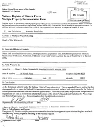 National Register of Historic Places Multiple Property Documentation Form RECEIVED