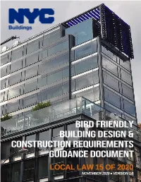 NYC Bird Friendly Building Design and Construction Requirements