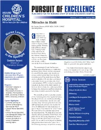 Pursuit of Excellence Published for the Nursing Staff of Miami Children’S Hospital