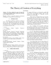 The Theory of Creation of Everything
