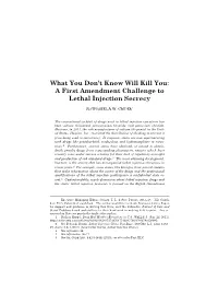 A First Amendment Challenge to Lethal Injection Secrecy