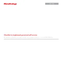 Checklist to Implement Governed Self-Service