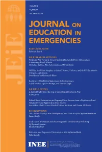 JOURNAL on EDUCATION in EMERGENCIES EDITORIAL NOTE Editorial Board