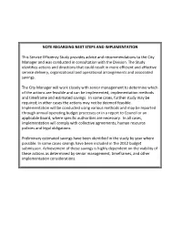 NOTE REGARDING NEXT STEPS and IMPLEMENTATION This