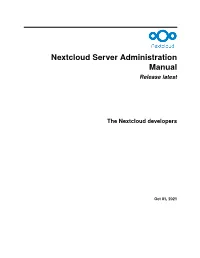 Server Administration Manual Release Latest