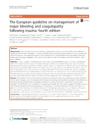 The European Guideline on Management Of