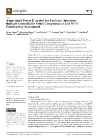 Augmented Power Dispatch for Resilient Operation Through Controllable Series Compensation and N-1-1 Contingency Assessment