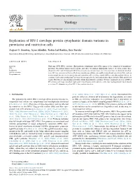 Replication of HIV-1 Envelope Protein Cytoplasmic Domain Variants in Permissive and Restrictive Cells T
