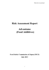 Risk Assessment Report Advantame (Food Additives)