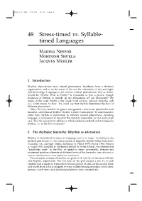 49 Stress-Timed Vs. Syllable- Timed Languages