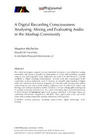 Analysing, Mixing and Evaluating Audio in the Mashup Community