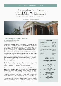 CBS Torah Weekly Matot Masei 2020