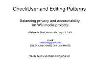 Checkuser and Editing Patterns