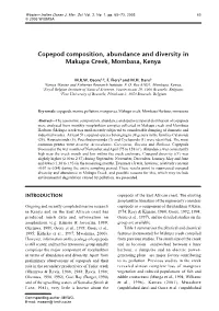 Copepod Composition, Abundance and Diversity in Makupa Creek