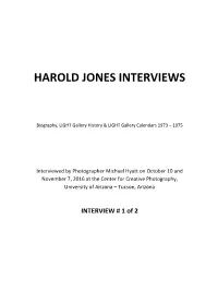 Harold Jones Interviews