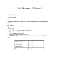 CMSC132 Summer 2017 Midterm 2